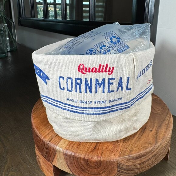 Vintage Flour Sack Fabric Bowl — Farmhouse Kitchen Decor - Picture 4 of 10